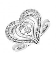 Gems One Silver (SLV 995) & Diamonds Stunning Fashion Ring - 1/10 ctw