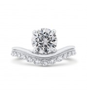 Shah Luxury 14K White Gold Round Cut Diamond Engagement Ring (With Center)