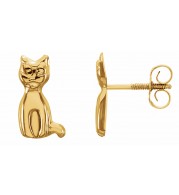 14K Yellow Cat Earrings