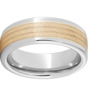 Serinium Pipe Cut Band with a 5mm 14K Yellow Gold Inlay and Illusion Laser Engraving