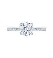 Shah Luxury Round Diamond Cathedral Style Engagement Ring In 14K White Gold (Semi-Mount)