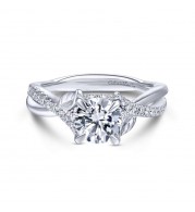 Gabriel & Co. 14k White Gold Floral Twisted Engagement Ring
