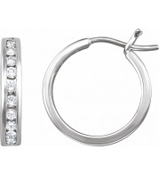 14K White 1/2 CTW Diamond Hoop Earrings