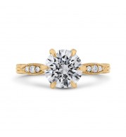 Shah Luxury 14K Yellow Gold Round Cut Diamond Engagement Ring (Semi-Mount)