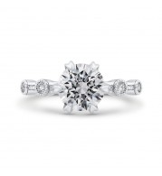 Shah Luxury 14K White Gold Round Cut Diamond Engagement Ring (Semi-Mount)