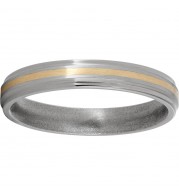 Titanium Flat Grooved Edge Band with a 1mm 14K Yellow Gold Inlay and Satin Finish