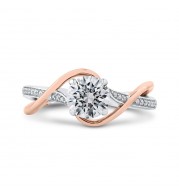 Shah Luxury 14K Two-Tone Gold Round Diamond Engagement Ring with Split Shank (Semi-Mount)