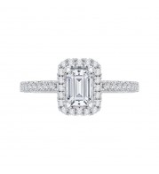 Shah Luxury 14K Two-Tone Gold Emerald Diamond Halo Engagement Ring (Semi-Mount)