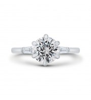 Shah Luxury 18K White Gold Round Cut Diamond Engagement Ring (Semi-Mount)