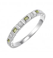 Gems One 14Kt White Gold Diamond (1/10Ctw) & Peridot (1/6 Ctw) Ring