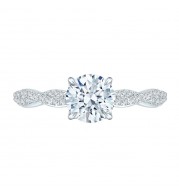 Shah Luxury 14K White Gold Round Diamond Engagement Ring (Semi-Mount)