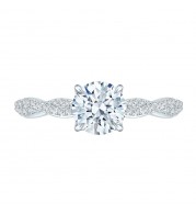 Shah Luxury 14K White Gold Round Diamond Engagement Ring (Semi-Mount)