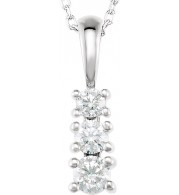 14K White 1/3 CTW Diamond 3-Stone 18 Necklace