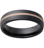 Black Diamond Ceramic Domed Band with 1mm 14K Rose Gold Inlay