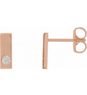 14K Rose .06 CTW Diamond Bar Earrings