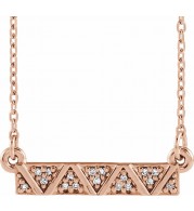 14K Rose .05 CTW Diamond Geometric Bar 16-18 Necklace