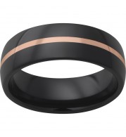 Black Diamond Ceramic Domed Band with 1mm 14K Rose Gold Inlay