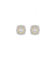 Henri Daussi Yellow Platinum Diamond Stud Earrings