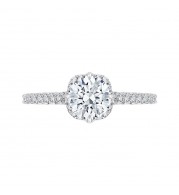 Shah Luxury 14K White Gold Round Diamond Engagement Ring with Euro Shank (Semi-Mount)