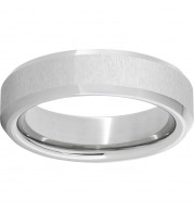 Serinium Beveled Edge Band with a Cross Satin Finish