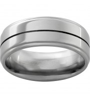 Titanium Flat Band with One .5 mm Groove and Polish Finish
