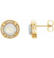 14K Yellow Opal & 1/8 CTW Diamond Earrings
