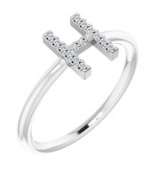 14K White .07 CTW Diamond Initial H Ring