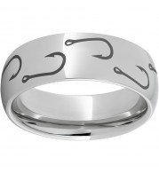 Serinium Domed Band with Hook Laser Engraving