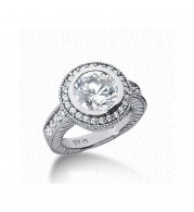 14k White Gold Diamond Semi-Mount Antique Engagement Ring