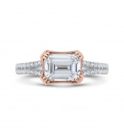 Shah Luxury 18K Two-Tone Gold Diamond Engagement Ring (Semi-Mount)