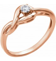 14K Rose .04 CT Diamond Ring