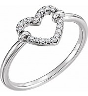 14K White .07 CTW Diamond Heart Ring