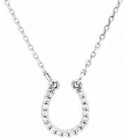 14K White .07 CTW Diamond Horseshoe 16 Necklace