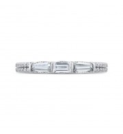 Shah Luxury 14K White Gold Round & Baguette Diamond Wedding Band