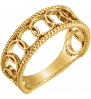 14K Yellow Geometric Rope Ring