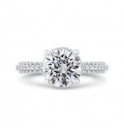 Shah Luxury 14K White Gold Round Cut Diamond 3/4 Run Engagement Ring (With Center)