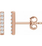 14K Rose 1/10 CTW Diamond Bar Earrings