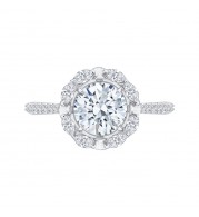 Shah Luxury 14K White Gold Round Diamond Halo Engagement Ring (Semi-Mount)
