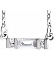 14K White 1/10 CTW Diamond Bar 16-18 Necklace