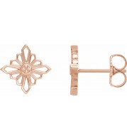14K Rose Geometric Earrings with Backs