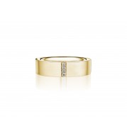 Henri Daussi 6mm Men's Wedding Band MB132 18k Gold Yellow B 0.04 Ctw, W 0.03 Ctw Black Diamond, White Diamond