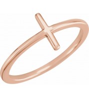 14K Rose Sideways Cross Ring