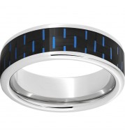 Serinium Pipe Cut Band with Black and Blue Carbon Fiber Inlay