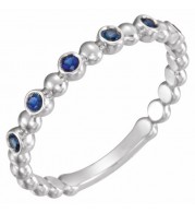 14K White Blue Sapphire Stackable Ring