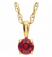 14K Yellow 3 mm Round Ruby Youth Birthstone 14 Necklace