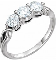 14K White 1 CTW Diamond Three-Stone Ring