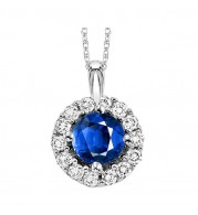 Gems One 14Kt White Gold Diamond (1/12Ctw) & Sapphire (1/4 Ctw) Pendant