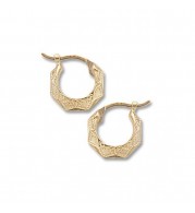 14K Yellow Gold Extra Small Embossed Diamond Cut Hoops