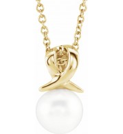 14K Yellow Freshwater Cultured Pearl Bypass 16-18 Necklace