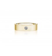 Henri Daussi 6mm Men's Wedding Band MBBR1 14k Gold Yellow 0.10 Ctw
